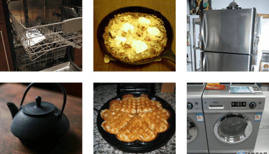 Example "background" training data consisting of images of household appliances and kitchen items.