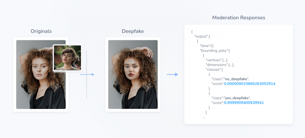 Example Deepfake Detection input and API response