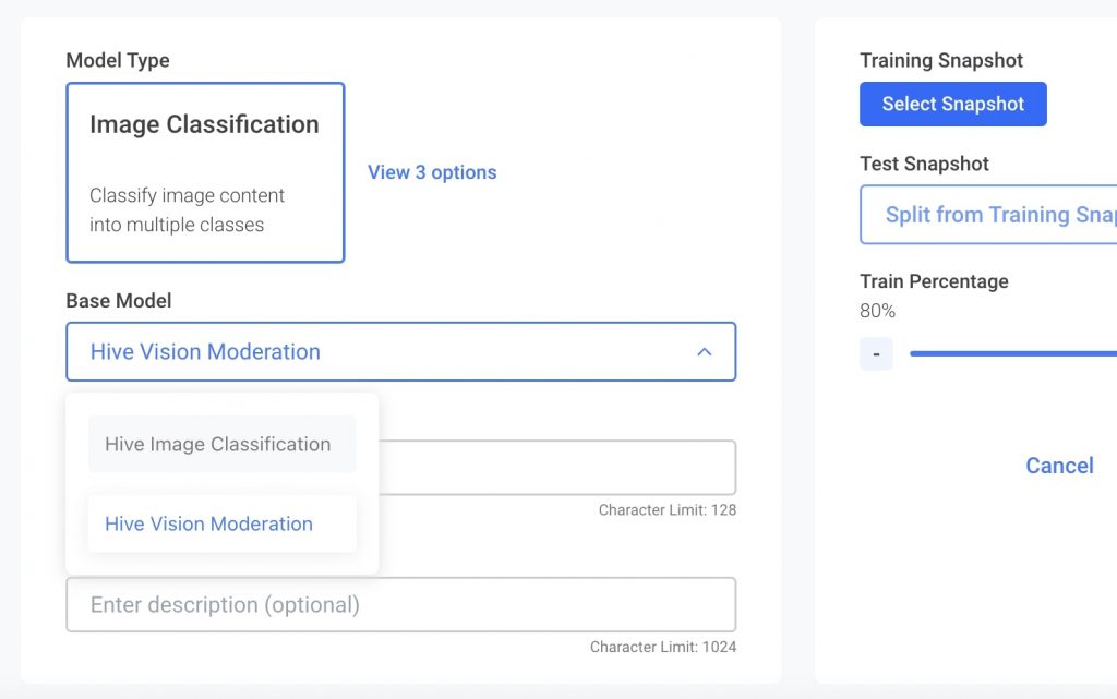 When creating your model, make sure you have the correct model type and base model selected.