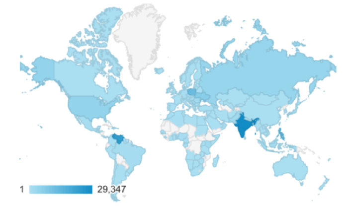 Figure 2: Geographic distribution of our workers